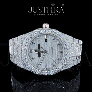 Montre-bracelet de luxe pour homme en acier inoxydable avec cadran en verre et moissanite VVS de qualité supérieure, prix d'usine, vente chaude - Product Image 2