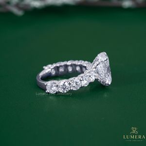Anillo Clásico Ovalado con Diamante Cultivado en Laboratorio, Halo Oculto, Engaste en U, Joyería OEM, Anillo de Boda, Joyería Nupcial de Lujo para Mujer - Product Image 5