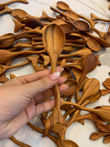 Vietnam Traditional Scoop Leaf Wooden Spoon Solid Wood Material for Spice Coffee Tea Scoop Kitchen <b>Table</b> Serving - Product Image 4