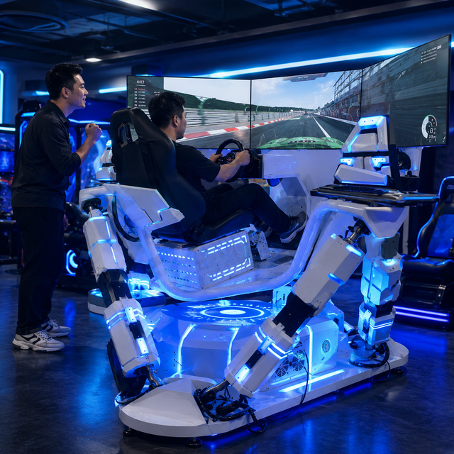 High Return Outdoor Airport Virtual Reality 6 Dof 3 Screens Racing Seat Simulation Platform Driving Arcade Racing Game Machine