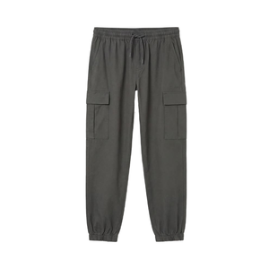 Mens Cotton <b>Cargo</b> <b>Pants</b> <b>Elastic</b> <b>Waist</b> Drawstring Casual Straight Fit Midweight Woven Breathable Side Pockets Autumn Style - Product Image 1