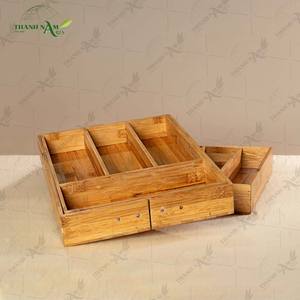 Organisateur de couverts en bambou artisanal, plateau de rangement écologique de qualité supérieure, insert de tiroir en bambou pour le rangement de cuisine - Product Image 2