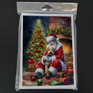 Lakeland Terrier Santa Claus Tarjetas de felicitación Paquete de 8 Whimsical A7 Tarjetas de notas en blanco con sobres Tamaño 5x7 - Product Image 3