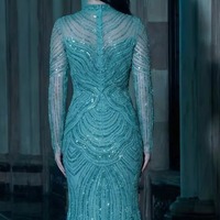 Nuevo Vestido de Noche Elegante de Manga Larga con Lentejuelas Ecológicas, Cuello Alto, Largo hasta el Suelo, Color Borgoña, para Fiesta, Venta al por Mayor, Corte Recto