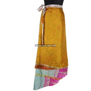 Fabricante de faldas de seda estilo sari, mágicas, envolventes, bohemias, elegantes, multicolor, para verano, cómodas, a la moda, estilo hippie. - Product Image 1