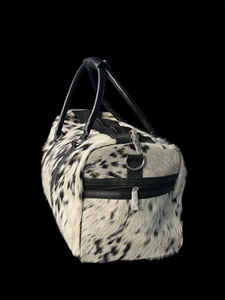 Bolsa de Viaje de Cuero con Pelo de Vaca, Estilo Vintage, Ligera, con Cierre, Organizador, Gran Capacidad, para Fin de Semana LHDB-0048 - Product Image 6