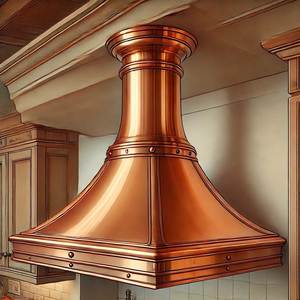 Hotte de cuisine exclusive en cuivre, fabriquée avec des savoirs-artisans, ventilation élégante pour la cuisine, finition métallique décorative de qualité supérieure - Product Image 1