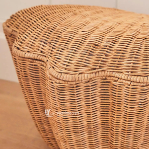 Classic Shell Shaped Wicker Storage <b>Basket</b> <b>Lid</b> Handwoven Rattan Eco-Friendly Organizer Woven Hamper for Nursery Bathroom Home - Product Image 2