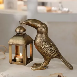 Portavelas con Forma de Pájaro Tucán, Metal, Hecho a Mano, Impresión Tipográfica, Decoración Navideña para el Hogar, Adorno de Mesa, Zahid Exports - Product Image 4