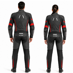 2026 Black Red Leather Motorcycle <b>Jacket</b> and Pants Set Protective Racing Riding Suit <b>Biker</b> Gear for Men Women - Product Image 2