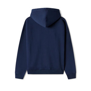 เสื้อฮู้ดซิปผู้ชายสีน้ำเงินกรมท่า ทรงปกติ ผ้าฝ้ายเฟรนช์เทอร์รี่ สีพื้น สวมใส่สบายๆ - Product Image 2