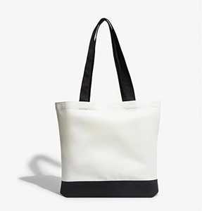 Custom Cartoon Giraffe Print Cotton <b>Canvas</b> <b>Tote</b> Bag | Contrast Black Handles Reusable Shopping Grocery Travel Beach Everyday - Product Image 3