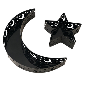 Bandeja de Hierro Hueca con Caligrafía Árabe para Dulces Eid Mubarak, Set de Decoración para Fiesta de Ramadán con Luna y Estrella, Soporte Metálico para Exhibición de Alimentos - Product Image 2