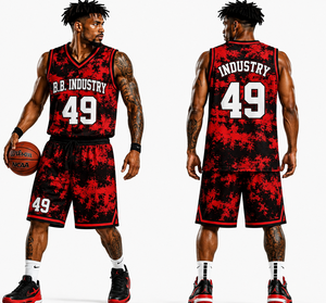 Ensemble de maillots de basketball unisexe bleu roi en gros – Commande en gros, uniforme graphique par sublimation, tenue d'équipe en maille respirante à col en V - Product Image 3