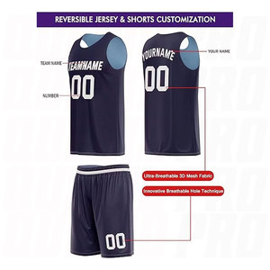 Ropa de Baloncesto Sublimada de Secado Rápido, Azul Marino y Azul Grisáceo, Jersey sin Mangas Transpirable con Impresión por Sublimación Personalizada - Product Image 3