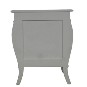 Table de chevet antique de style français, table de lampe en bois peint en blanc pour l'ameublement de la chambre à coucher classique et des meubles de maison - Product Image 6