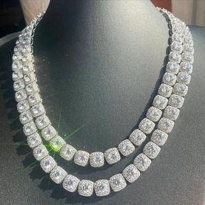 Collar de cadena tipo tenis de lujo, chapado en rodio negro, plata 925, con engaste de canal, corte brillante, diseño Iced, moissanita, para hombre y mujer - Product Image 2