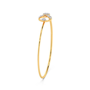 Bracelet en diamant Floral Orbit avec bande fine en or jaune et motif central en grappe de feuilles artistique - Product Image 3