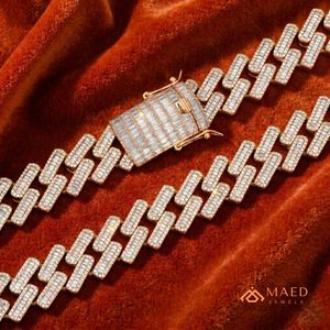 สร้อยคอโมอิสซาไนต์ชุบทองคำสีกุหลาบ ดีไซน์แบบ Cuban Link  เครื่องประดับแฟชั่นสำหรับผู้หญิงและผู้ชาย  สไตล์นิวยอร์ก  งานละเอียด  ดูทันสมัย - Product Image 2