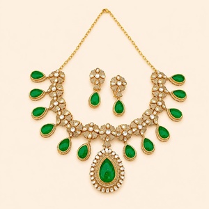 RAY FINE ORNATES Imitation Jewelry Set Vintage Brass Gold Plated <b>Ruby</b> Pink Stones Bridal Wedding Earrings <b>Necklace</b> Set for - Product Image 1