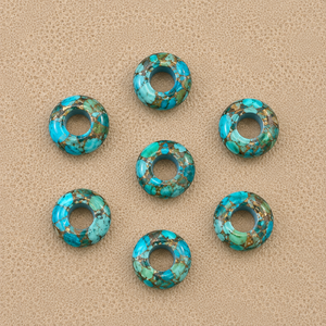 Colgante de Cobre Turquesa Liso en Forma de Donut de 15mm, Gema Facetada para Fabricación de Joyas, Sanación con Cristales, Reiki, Energía, Amuleto para Collar - Product Image 3