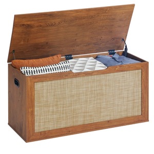 Wooden And Rattan Trunk <b>Box</b> For Bedroom Essentials Storage <b>Box</b> Helps keep Rooms Neat And Organized Handcrafted From India - Product Image 1