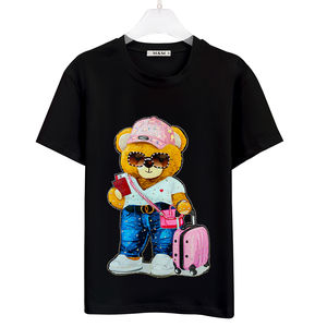 Camiseta informal de verano y primavera para mujer, de manga corta, cuello redondo, transpirable, de punto, con estampados de letras y animales. - Product Image 6