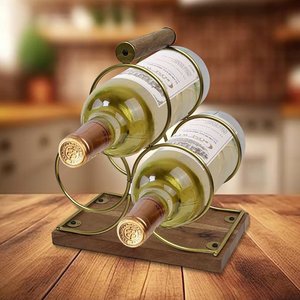 Hot Selling Farmhouse Wooden <b>Wine</b> Bottle Carrier with Glass Holder for Kitchen Restaurant and Home Bar Beverage Stand - Product Image 2