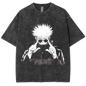 Custom Printed Streetwear Oversized <b>T</b> Shirt Japanese Fish <b>Back</b> Print Cotton Loose Fit Supplier - Product Image 5