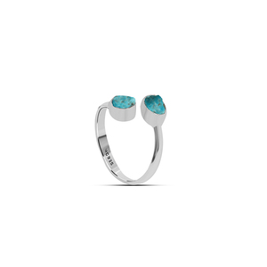 Anillo de Turquesa en Forma Natural con Baño de Oro Rosa, Estilo Clásico para Compromiso, Aniversario y Regalo para Fiestas, Paquete de 6 - Product Image 3