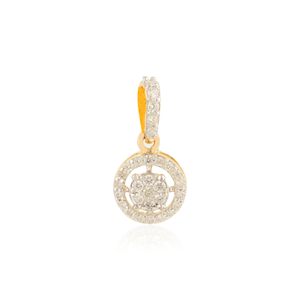 Colgante Redondo Grueso de Oro Amarillo Sólido de 18K con Detalles de Diamantes - Product Image 2