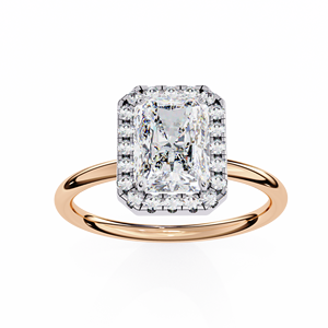 Bague de fiançailles classique Halo 2 carats en diamant de laboratoire taille radiant, or 14 carats, rapport IGI, diamant VS1 E pour anniversaire et mariage - Product Image 4