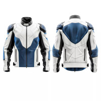 Chaqueta de cuero genuino para hombre, estilo de motociclista, piel de vaca genuina, color azul sólido, blanco, chaquetas de esquema, fabricación