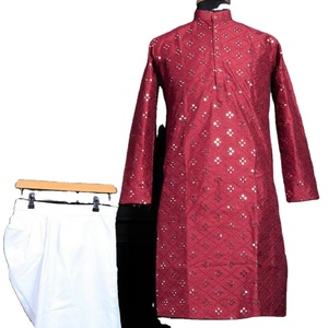 2024 Multi Coding & Sequence Work Ropa festiva Tailor Maid Aspecto impresionante Hombres Kurta con patrón único Payjama Set - Product Image 1