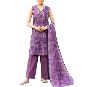 Ensemble Salwar Kameez pakistanais tendance pour femmes, robe en tissu imprimé de designer, 3 pièces, dernière collection d'été - Product Image 2
