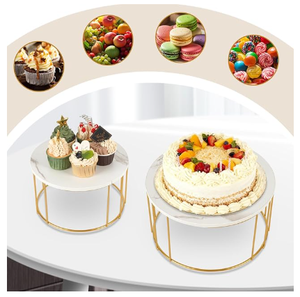 Support à gâteau doré avec finition marbrée, présentoir rond pour cupcakes et desserts pour mariage, anniversaire, fête - Product Image 5