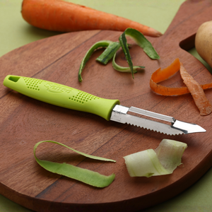 Couteau éplucheur de légumes en acier inoxydable, lame droite multi-usages, éplucheur de fruits, poignée en plastique ambidextre - Product Image 2