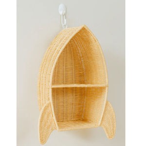 Étagère murale en rotin en forme de fusée, décoration de chambre d'enfant, organisateur de rangement tissé à la main, vente en gros d'usine, fournisseur OEM - Product Image 5