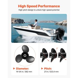 Elica Fuoribordo Migliorata OEM 15 Denti in Alluminio Compatibile con Motori Mercury/Mariner 90-400 HP 4-3/4" - Product Image 5