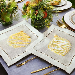Servilletas de Cóctel de Lino con Adornos Dorados – Servilletas Reutilizables 100% Lino Natural, Diseño Decorativo Elegante para Bar, Fiesta - Product Image 6