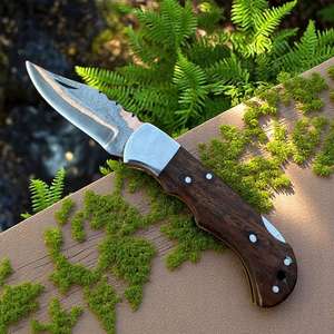 Cuchillo Plegable de Acero de Damasco Hecho a Mano Personalizado de Primera Calidad, Mango de Madera de Palisandro, Cuchillo Utilitario de Bolsillo EDC Más Vendido, Logotipo Personalizado OEM - Product Image 3