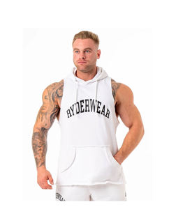 Sweats à capuche blancs en gros, de haute qualité, de luxe, personnalisés, en coton mélangé épais, à épaules tombantes, pour hommes - Product Image 1