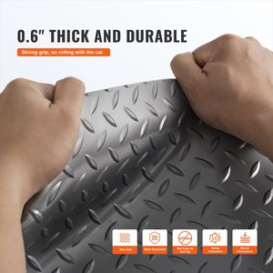Tappeto Antiscivolo per Garage con Texture a Diamante 4.9x19ft, Rotolo di Pavimentazione in Vinile Grigio 93 Sqft, Tappetini per Auto, Rivestimento per Vano di Carico - Product Image 3