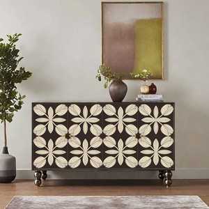 Hot Selling Modern Farmhouse Eco-Friendly Bone Inlay Dresser Brown Floral Pattern Chest <b>6</b> <b>Drawers</b> Direct Factory Price India - Product Image 6
