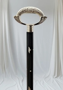 Antique Gold-Plated Brass Sword With Floral Carving Art Collectible Decor - Product Image 4