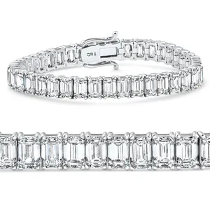 กำไลข้อมือเพชรทรงสี่เหลี่ยมมรกต F/VS 28 กะรัต ทองคำขาว 14k ขนาด 7 นิ้ว น้ำหนัก 17.5 กรัม เพชรเพาะเลี้ยงในห้องปฏิบัติการ - Product Image 5