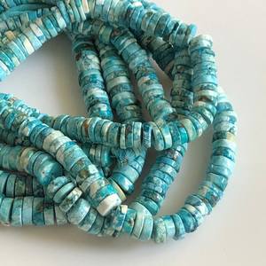 ลูกปัดหินเทอร์ควอยซ์ธรรมชาติทรงเหรียญเรียบ สำหรับทำเครื่องประดับ ร้อยเป็นเส้น - Product Image 5