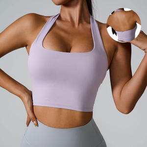 Camiseta sin mangas informal personalizada al por mayor para mujer, top corto de alta calidad para gimnasio y fitness con cuello redondo. - Product Image 3