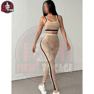 Conjunto Deportivo Casual de Dos Piezas, Top Corto y Pantalones con Bloques de Color, Bra Deportivo Transpirable y Leggings de Cintura Alta - Product Image 3