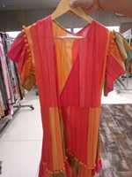 Vestido de Algodón 100% para Mujer, Estampado Paisley Boho, Hombros Descubiertos, Largo Regular, Informal, para Vacaciones, Mangas Cortas, Ajustable